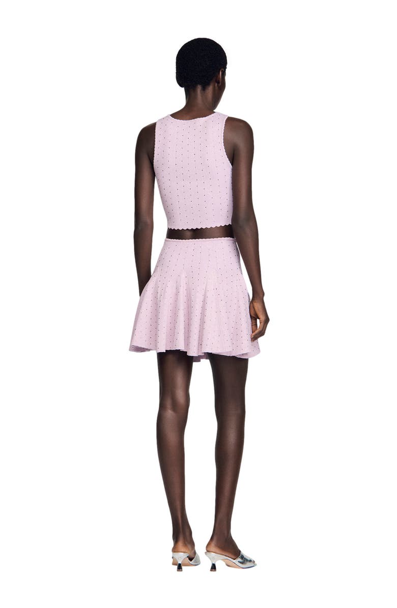 SANDRO Rhinestone knit crop top, Alternate, color, Mauve