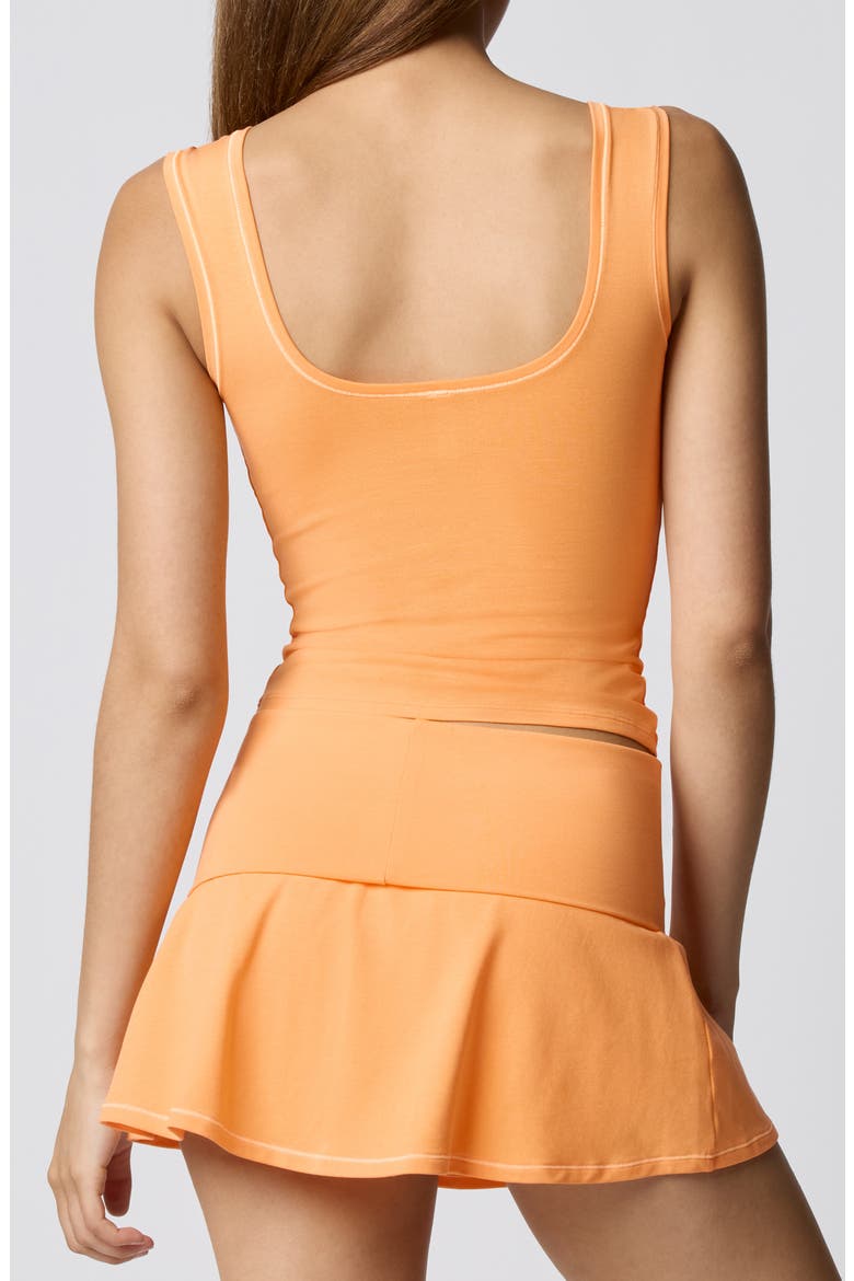Ruched Bust Cotton Blend Tank, Alternate, color, PAPAYA