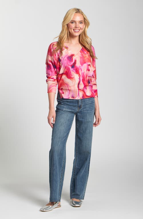 Apny Berry Marble Print Sweater In Multi