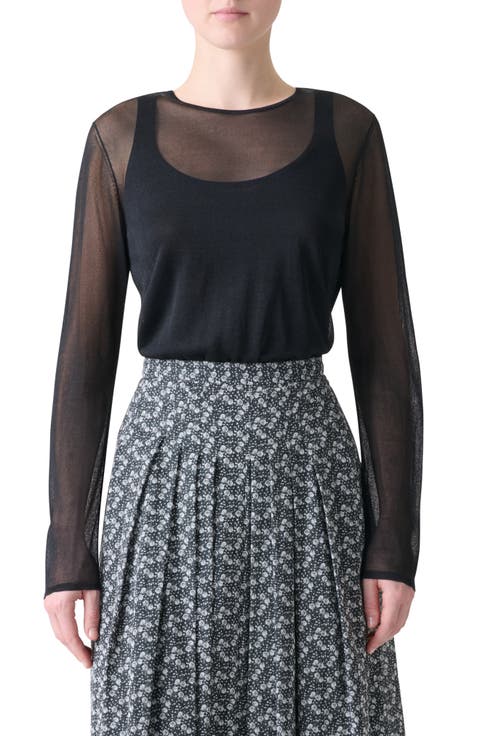 Sheer Overlay Silk Sweater Tank