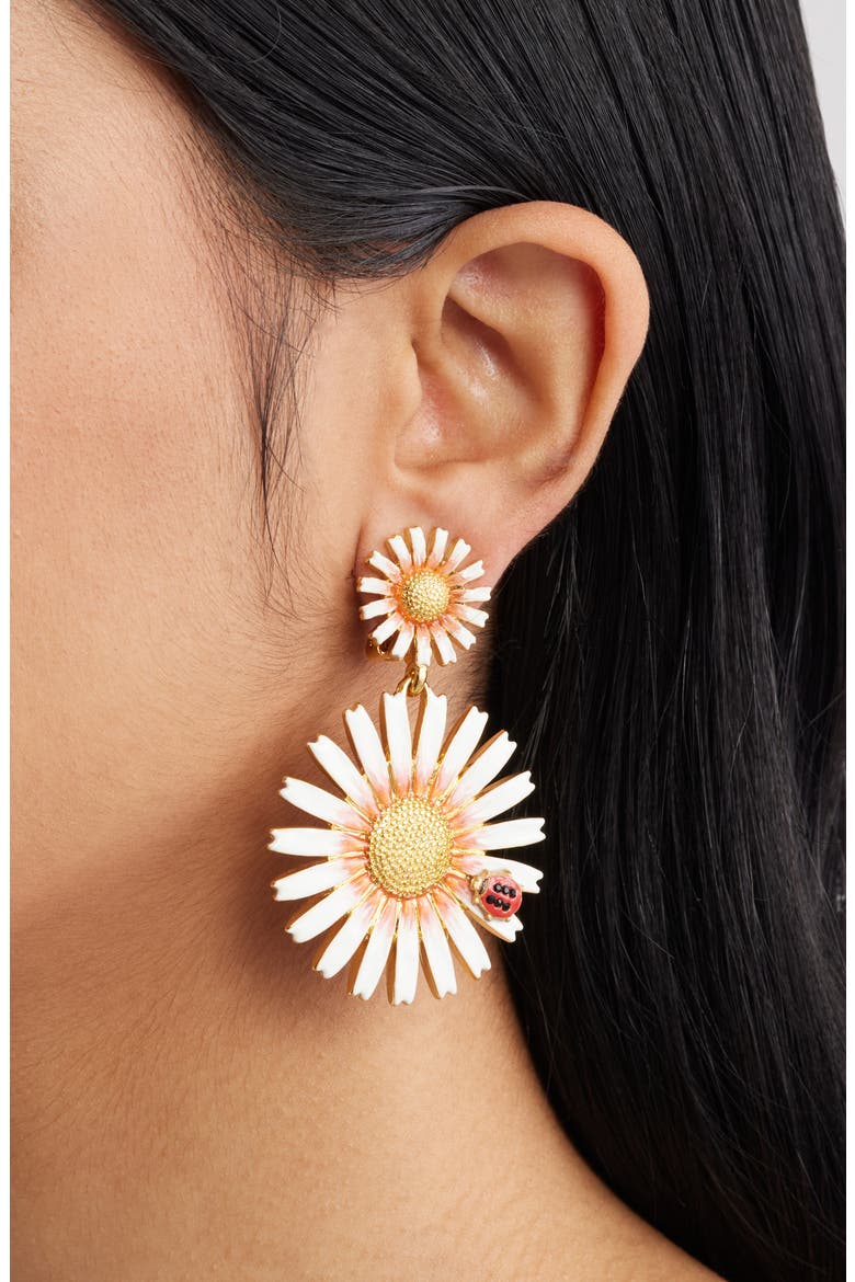 Daisy Drop Earrings, Alternate, color, GOLD