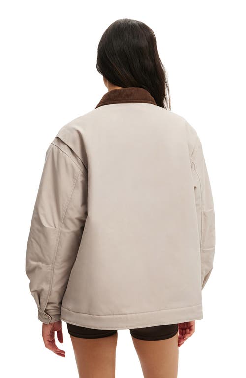 Cotton On Body Active Contrast Collar Oversized Jacket In Neutral