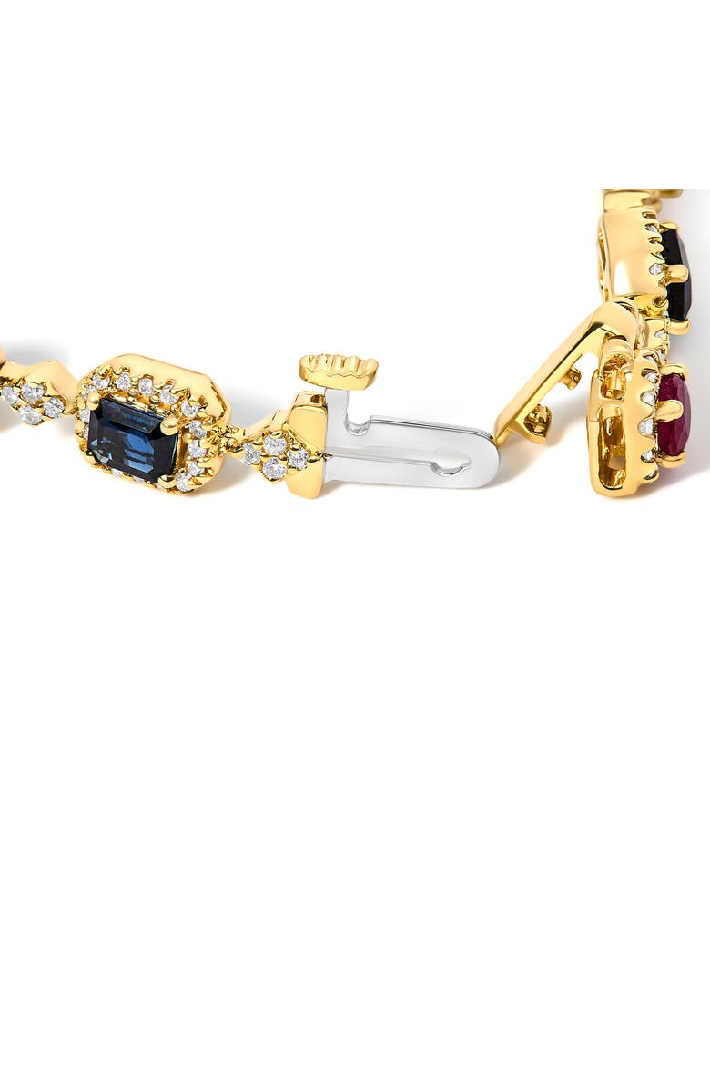 Haus of Brilliance 14K Yellow Gold Multi-Gemstone and Diamond Halo Rainbow Link Bracelet, Alternate, color, Yellow