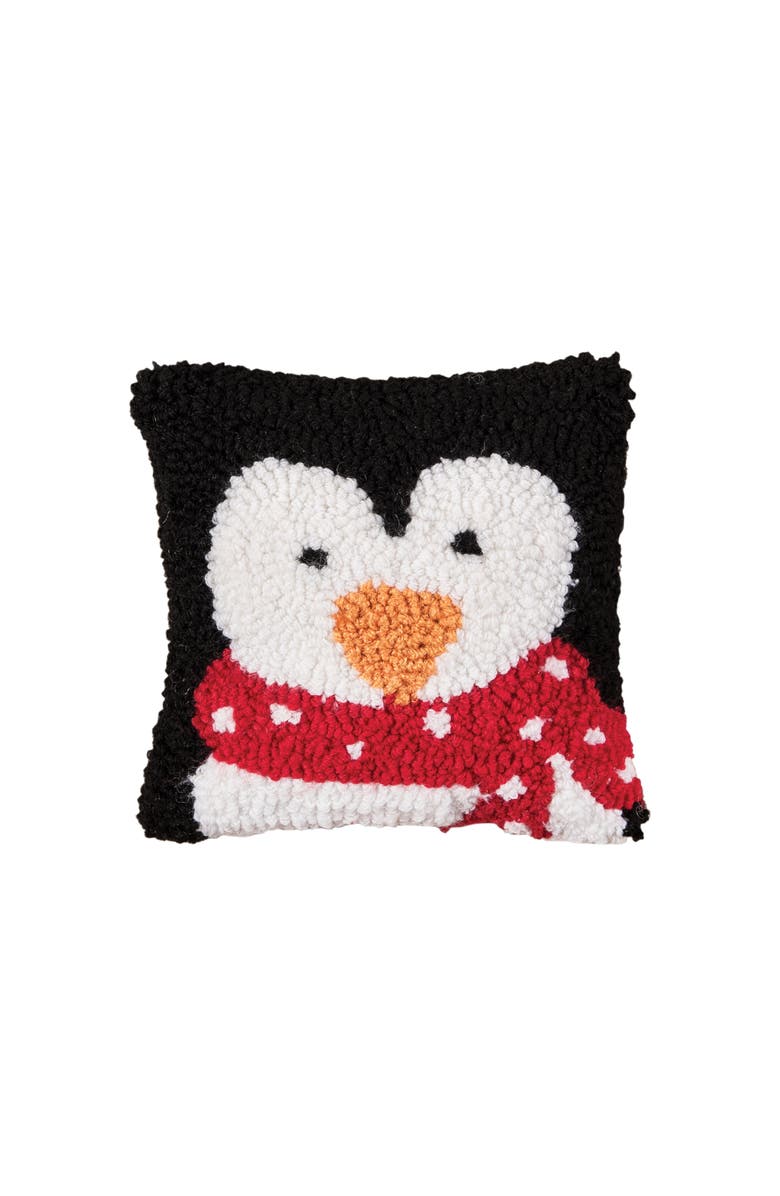 C&F Home Penguin Small Throw Christmas Throw Pillow, 8" x 8", Main, color, Black