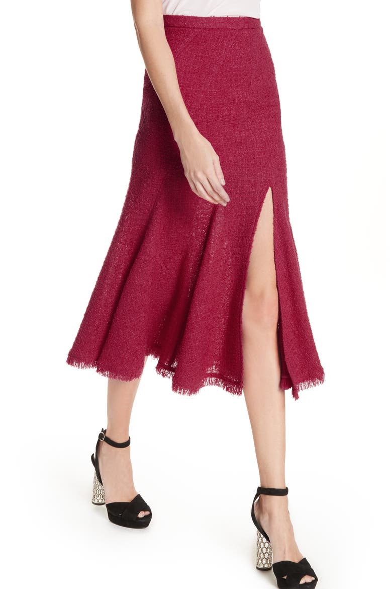 Flare Hem Tweed Skirt, Alternate, color, RASPBERRY