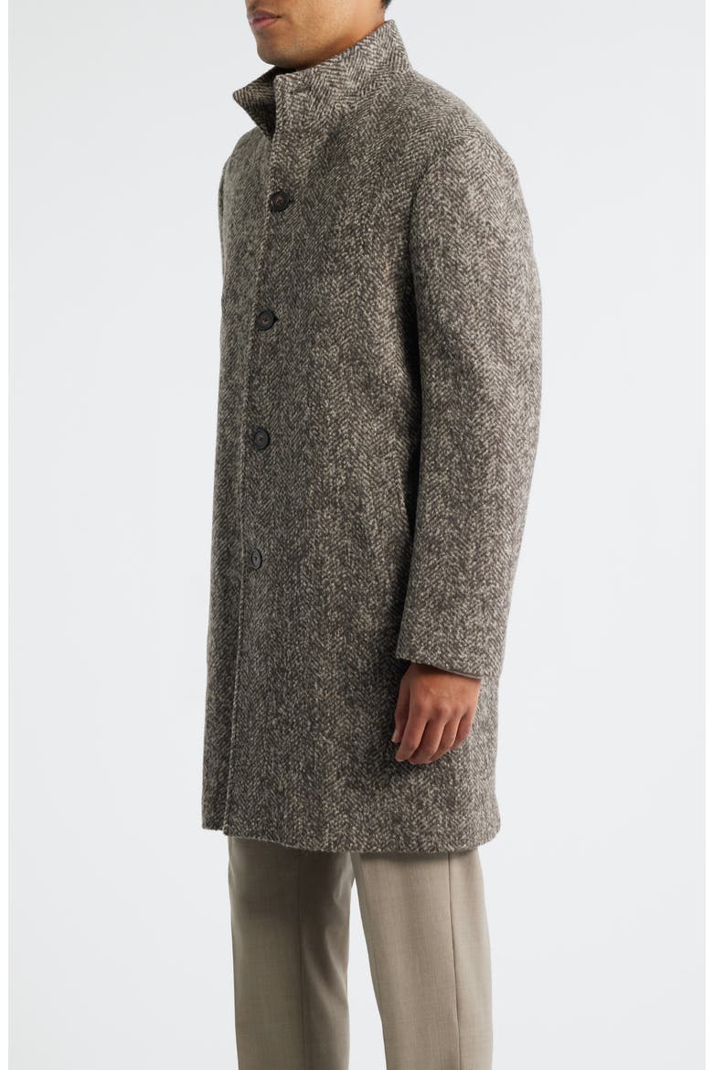 Wiktor Herringbone Wool Blend Coat, Alternate, color, LIGHT BROWN