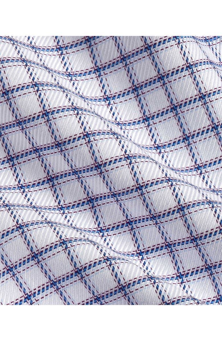 David Donahue Regular Fit Windowpane Check Cotton Dobby Dress Shirt, Alternate, color, White/ Merlot