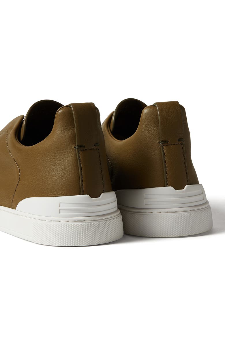 ZEGNA Olive Green Triple Stitch<sup>™</sup> SECONDSKIN Low Top Sneaker, Alternate, color,