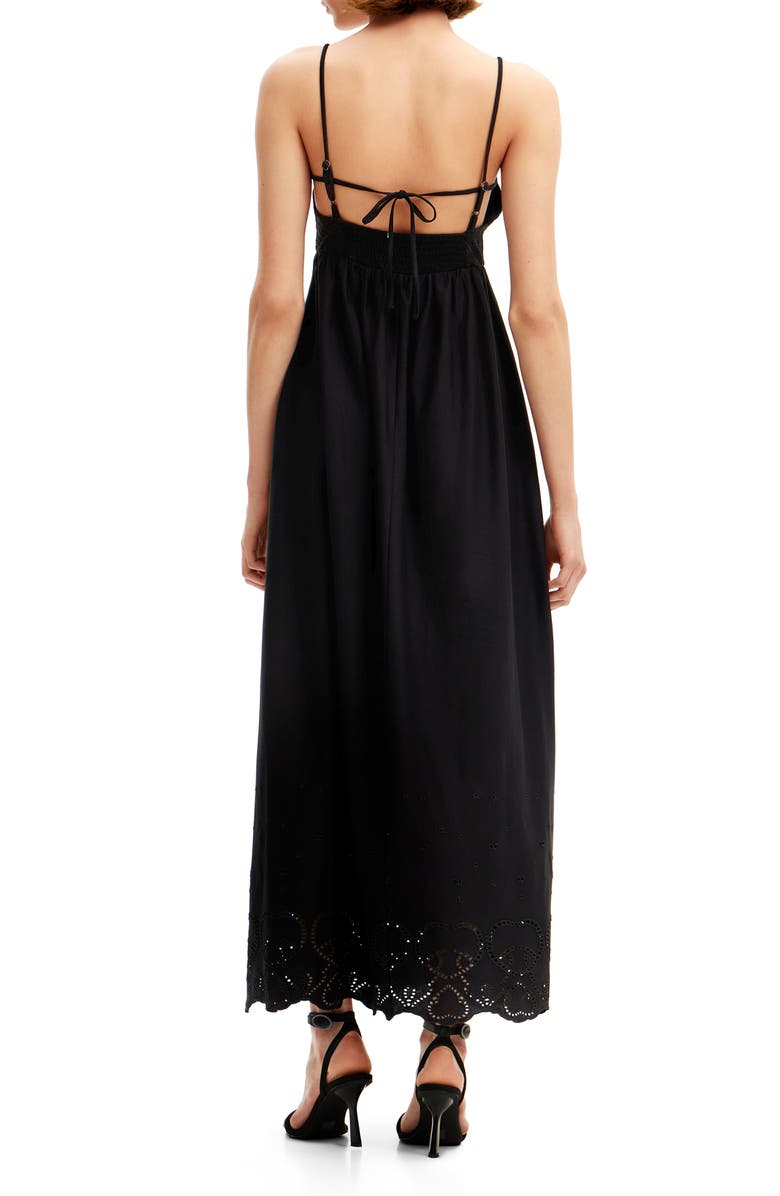 Desigual Temis Eyelet Trim A-Line Dress, Alternate, color, Black