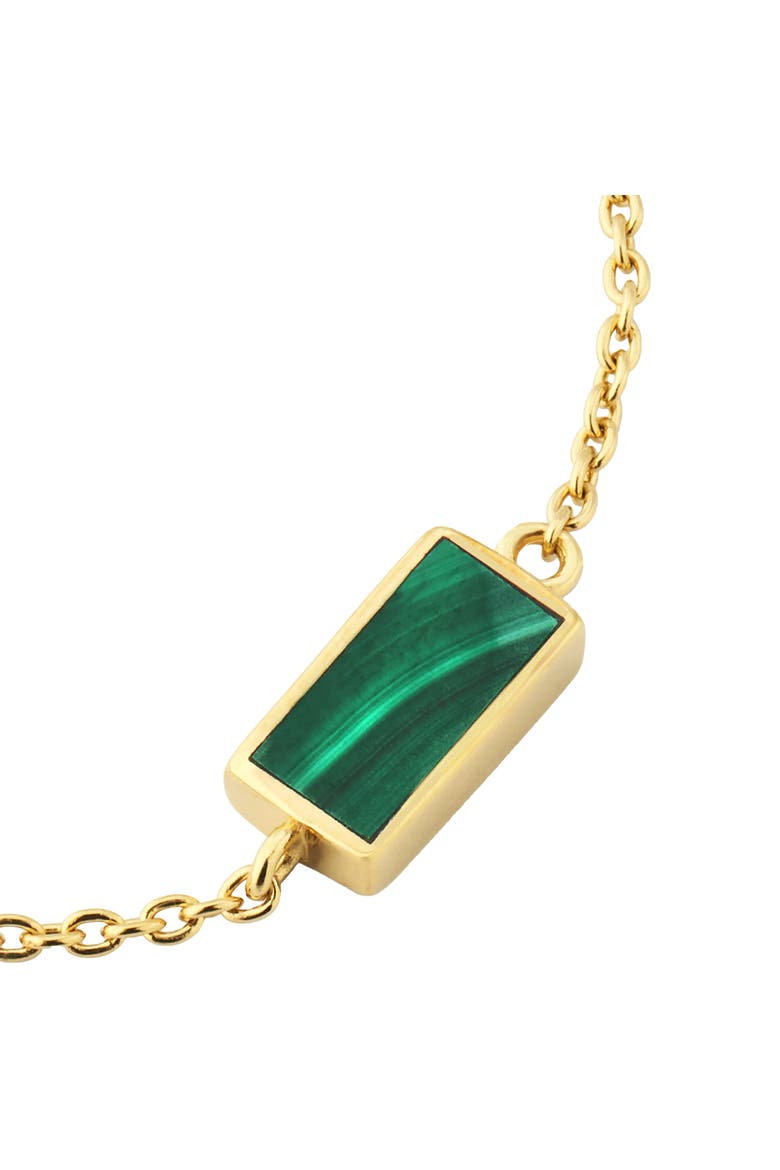 Single Station Rectangle Dash Necklace In Sterling 18K Gold Overlay, Alternate, color, GREEN