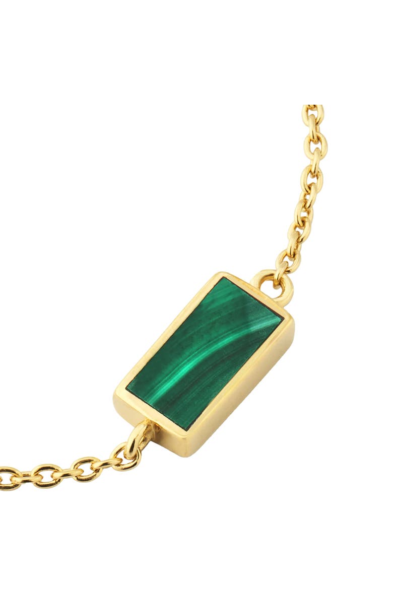 Jan Leslie Single Station Rectangle Dash Necklace In Sterling 18K Gold Overlay, Alternate, color, Green
