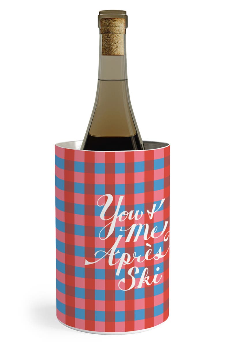 Deny Designs Aprés Ski Stainless Steel Wine Chiller, Main, color, Blue