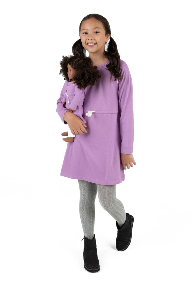 Leveret Girls Bow Tie Dress with Matching Doll Dress, Alternate, color, Purple