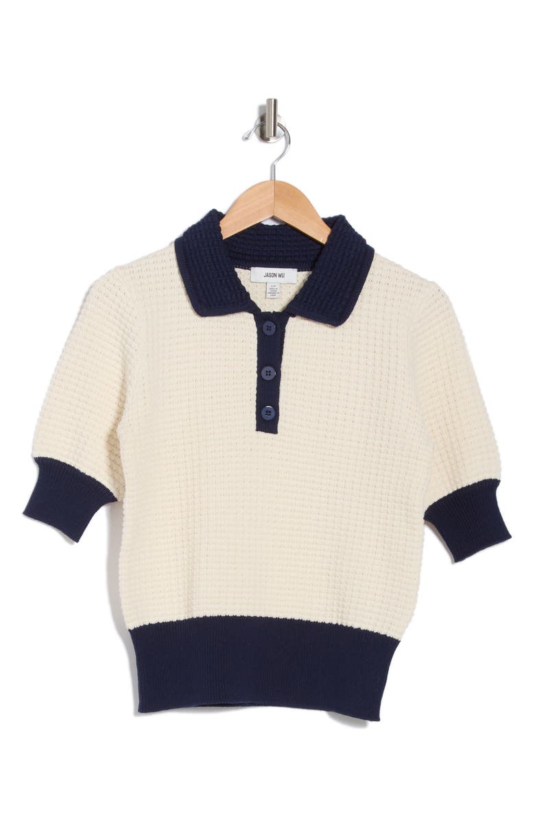 JASON WU Short Sleeve Polo Sweater, Alternate, color,