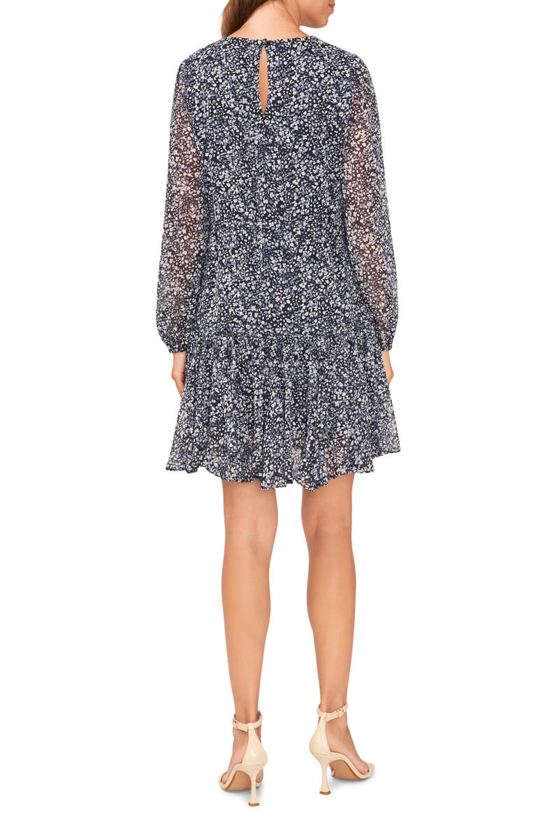 Halogen<sup>®</sup> Floral Long Sleeve Ruffle Hem Dress, Alternate, color,