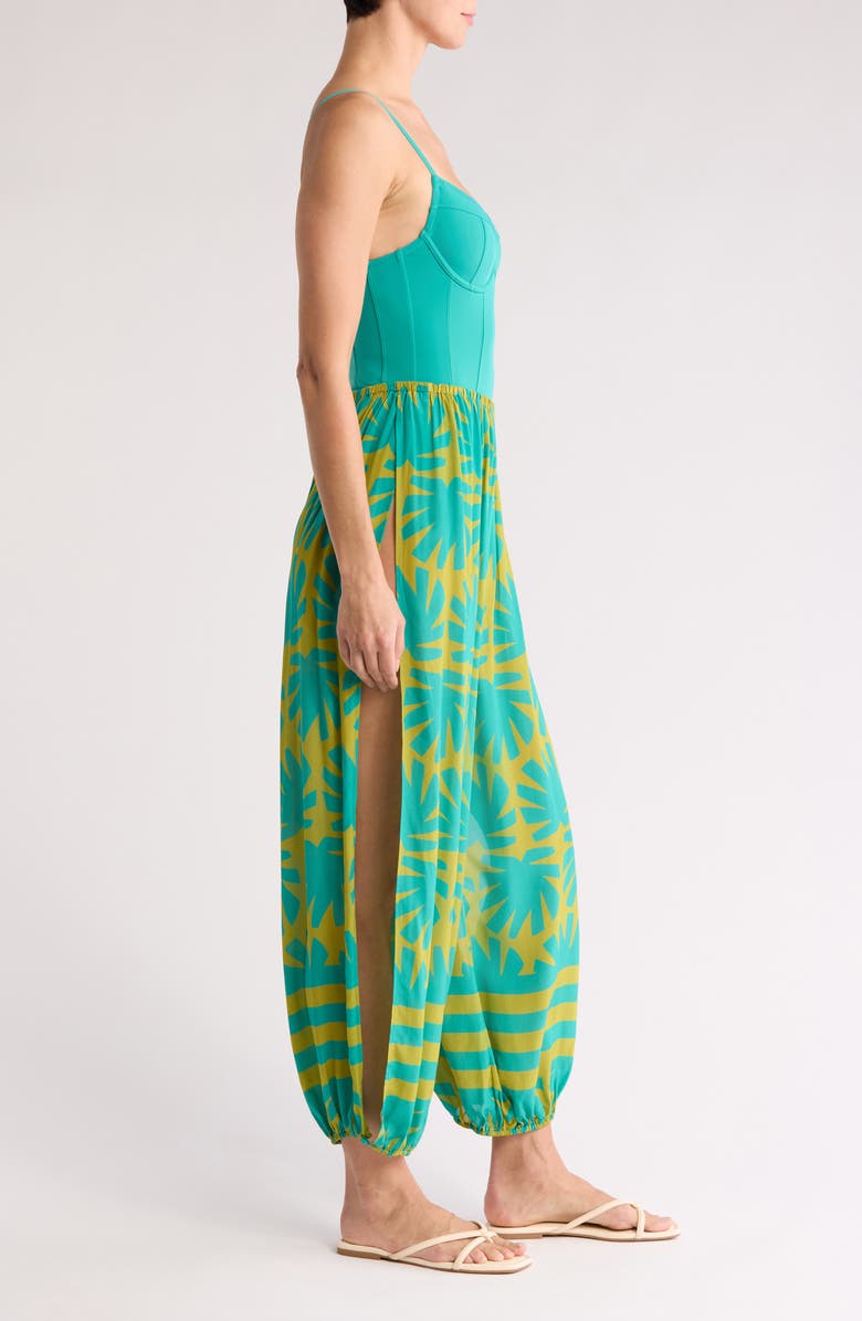 Solid & Striped The Lacy Abstract Print Cover-Up Joggers, Alternate, color, Chartreuse / Teal