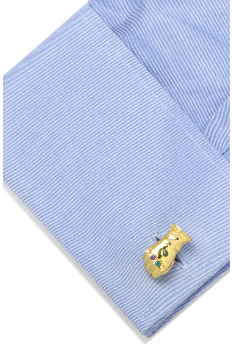 3D Thanos Infinity Gauntlet Cuff Links, Alternate, color, GOLD
