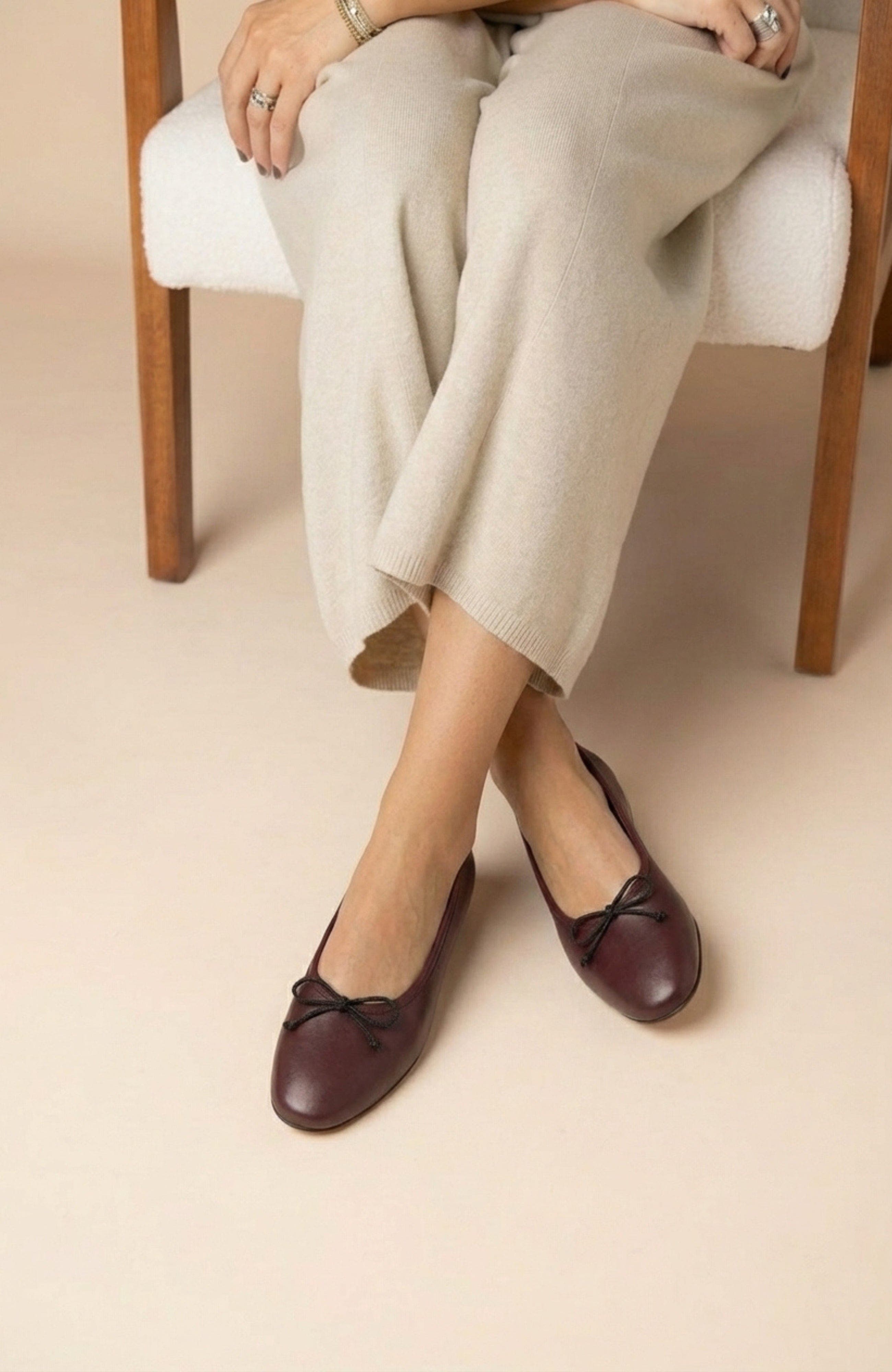 Amelie Leather Ballet Flat, Alternate, color, Wine