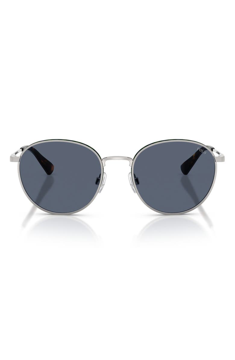 Polo Ralph Lauren 53mm Phantos Sunglasses, Main, color, Brushed Silver / Dark Blue