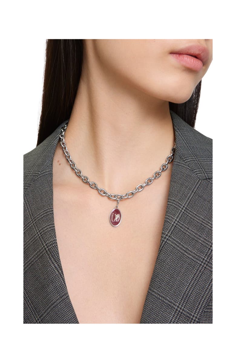 Burberry Charm Chain Necklace, Alternate, color, Silver