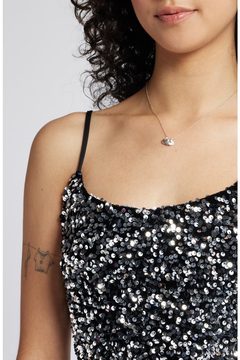 Night Out Sequin Camisole Dress, Alternate, color, SILVER SEQUINS