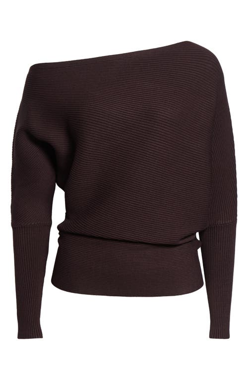Reiss Lorna One-shoulder Rib Sweater In Burgundy