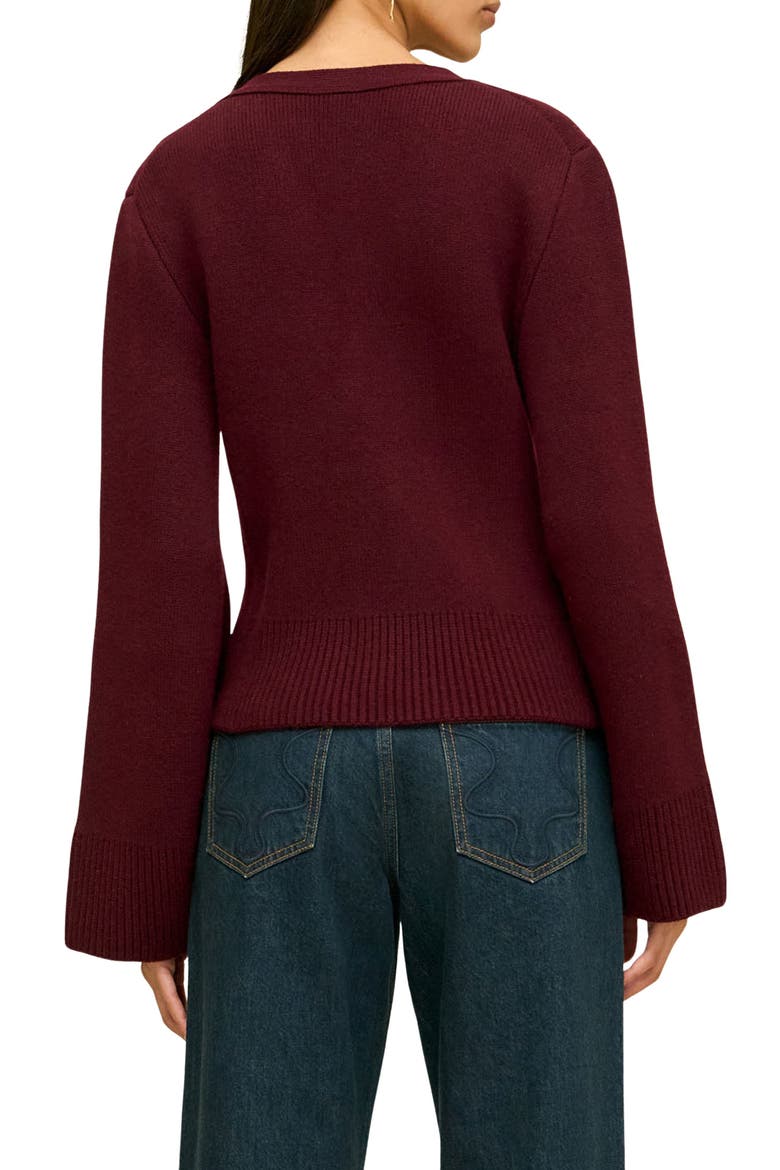 Josia V-Neck Cardigan, Alternate, color, EGGPLANT