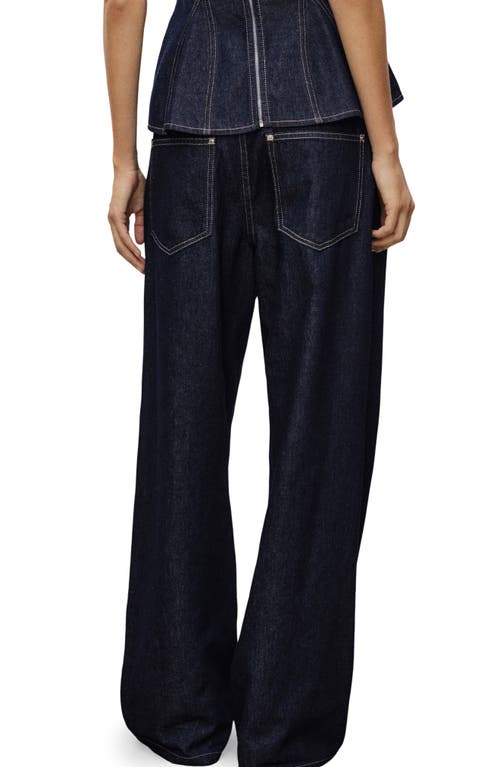 Mango Belted Straight Leg Jeans In Blue