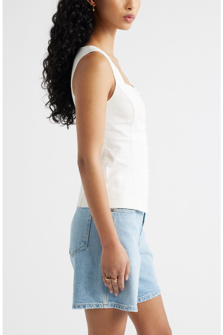 Sweetheart Neck Linen Blend Top, Alternate, color, WHITE