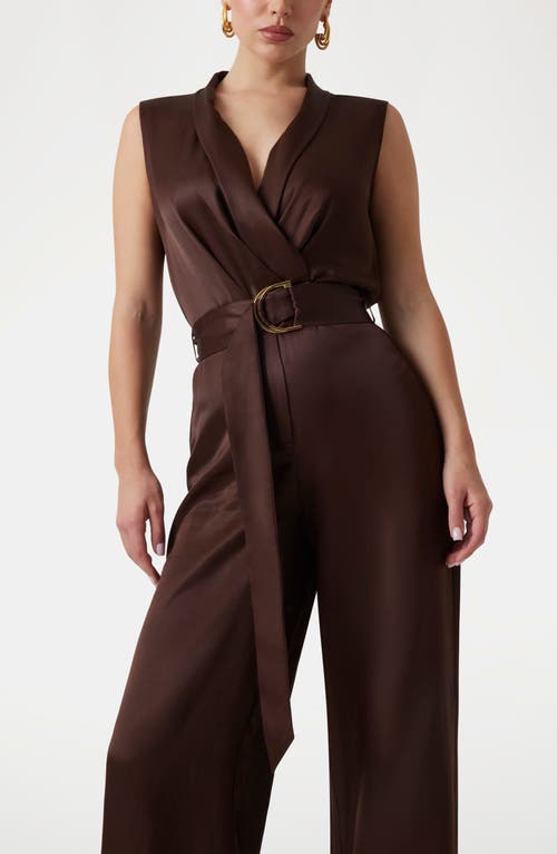 Marciano Iva Surplice V-neck Sleeveless Jumpsuit In Brown