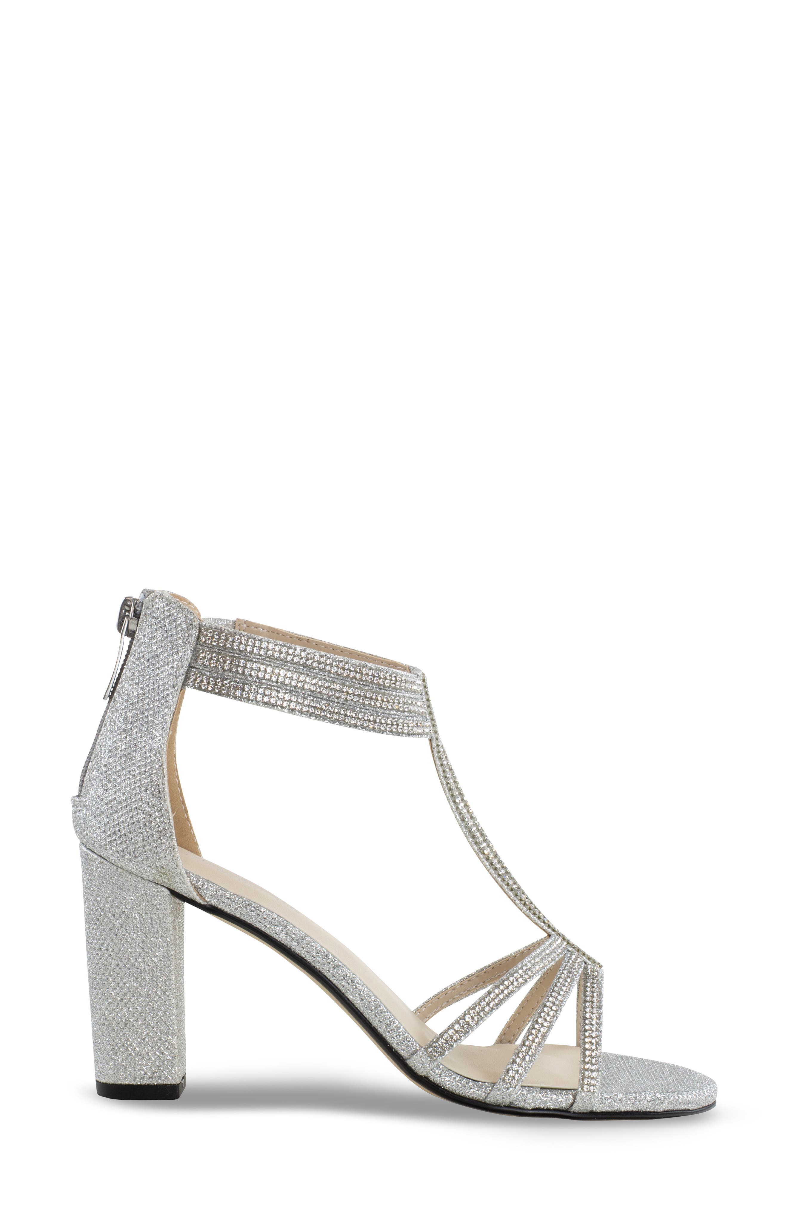 Touch Ups Gabriella Shimmer Rhinestone Sandal, Alternate, color, Silver
