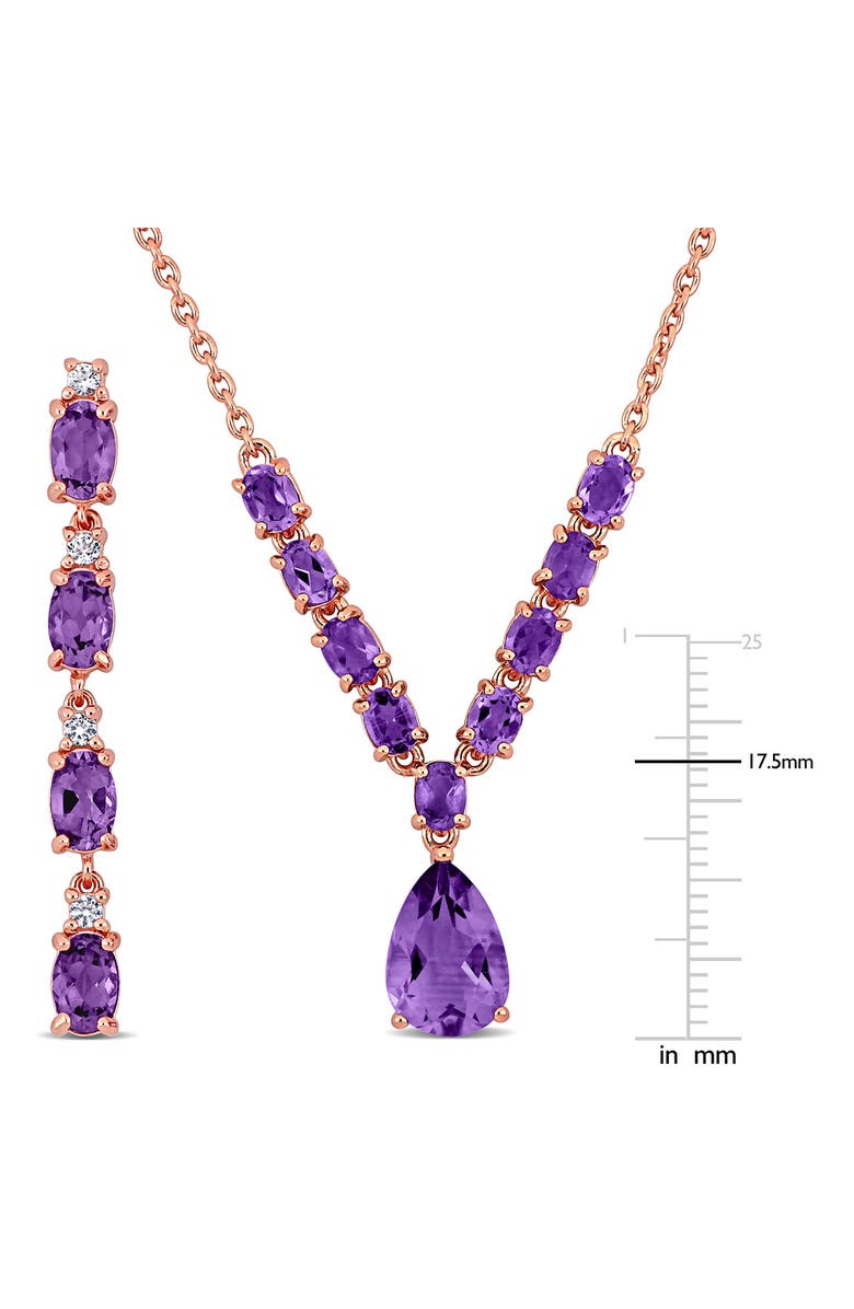 DELMAR Amethyst & White Topaz Frontal Necklace & Drop Earrings Set, Alternate, color, Purple