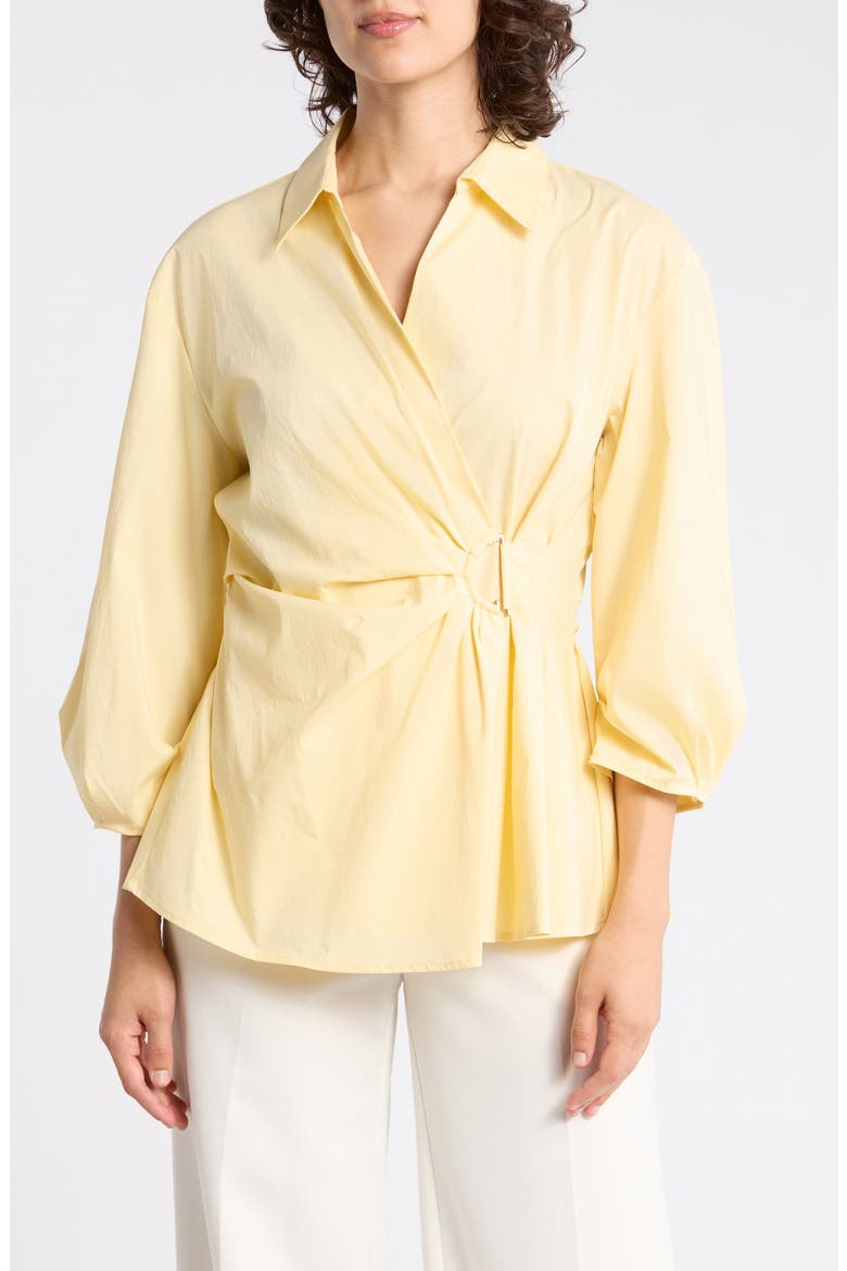 Draped D-Ring Faux Wrap Top, Main, color, BUTTERVEIL