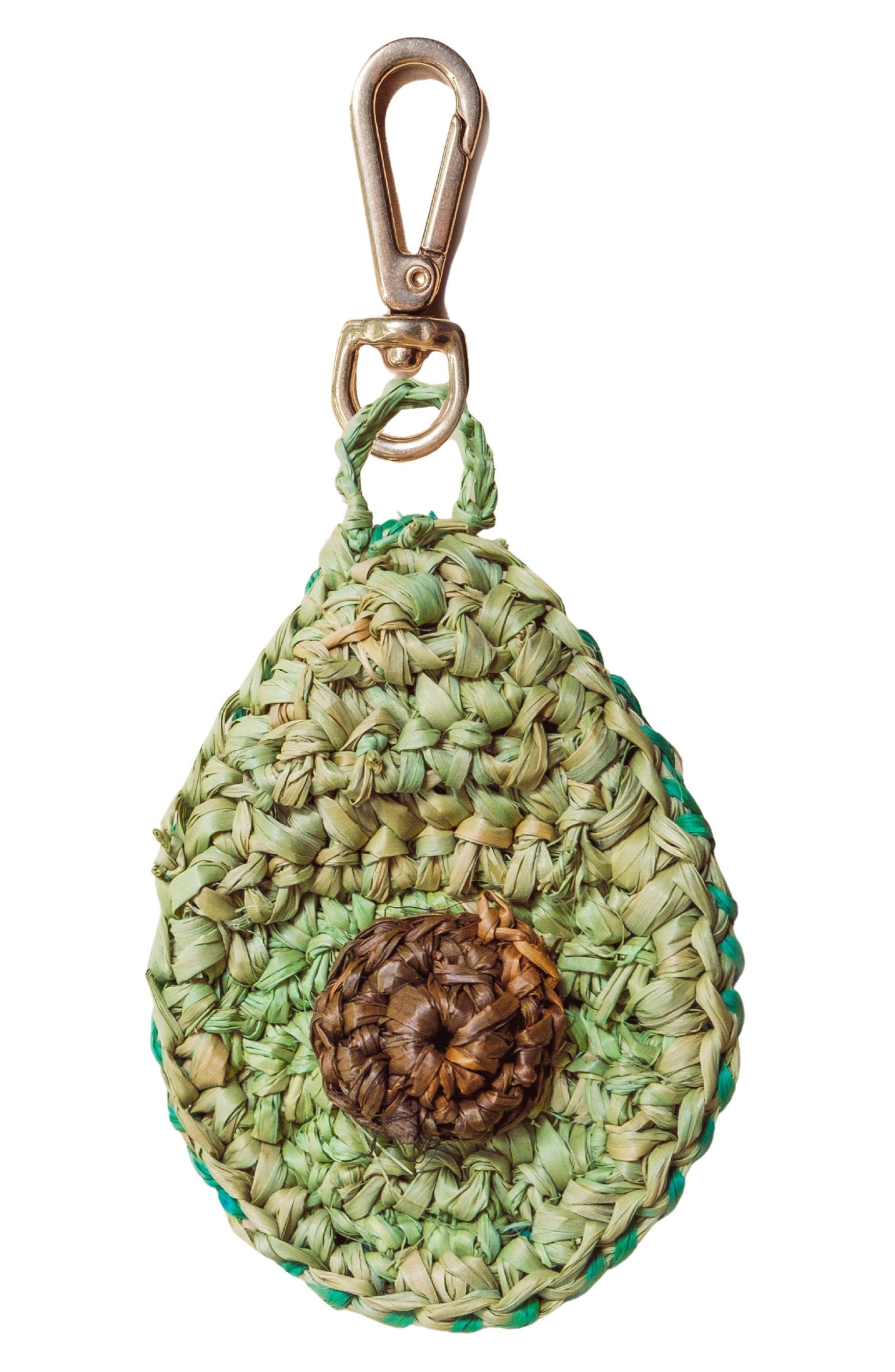LIKHA Avocado Raffia Bag Charm, Main, color, Green