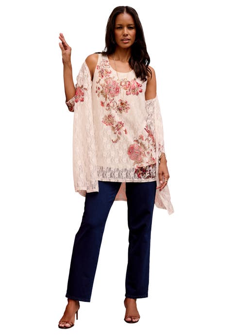 Printed Lace Cardigan