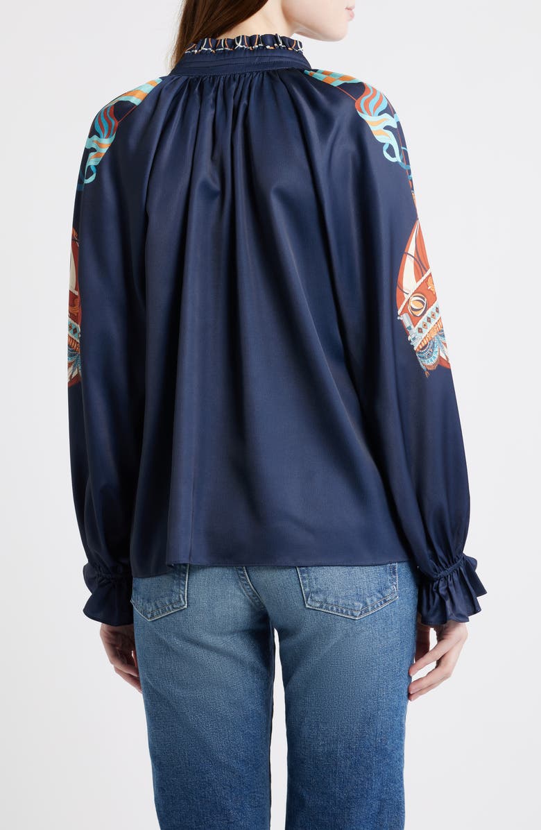 CIEBON Helen Satin Top, Alternate, color, Navy Multi