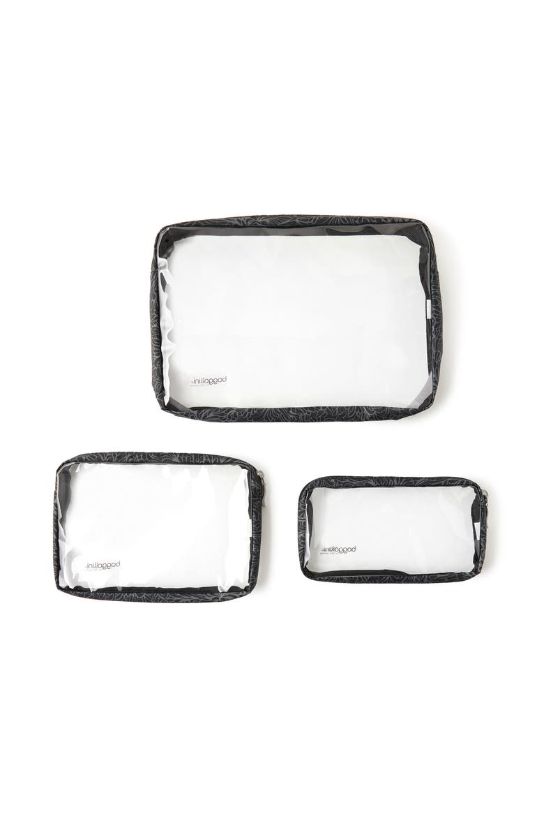 BAGGALLINI Clear Travel Pouches 3 Piece Set, Alternate, color, Midnight Blossom