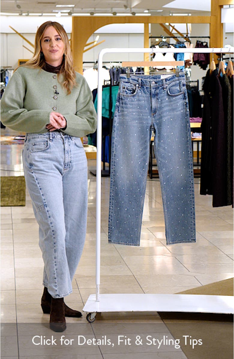 Harlow Rhinestone Detail High Waist Straight Leg Ankle Jeans, sales video thumbnail
