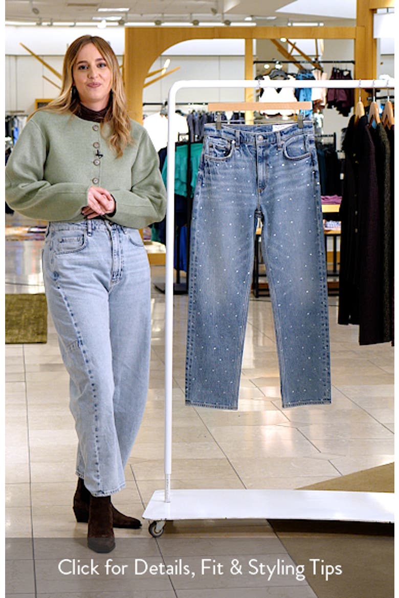 Harlow Rhinestone Detail Straight Leg Ankle Jeans video