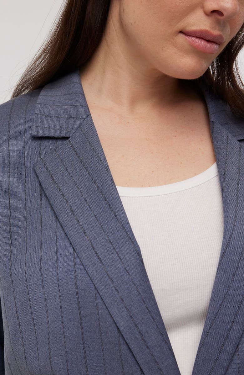 Madewell Pinstripe Single Breasted Blazer, Alternate, color, Dark Mediterranean