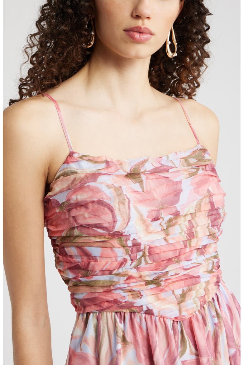 Floral Organza Party Dress, Alternate, color, BLUE SONIA ABSTRACT