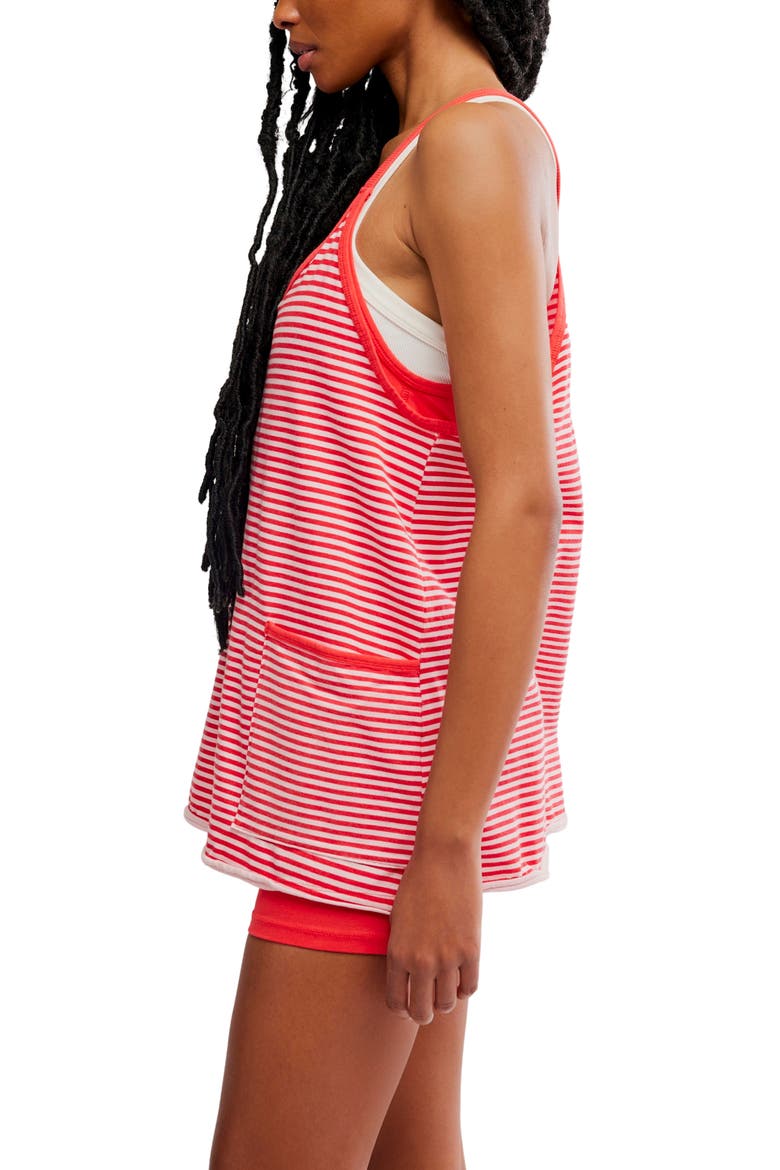 FP Movement Hot Shot Print Stretch Cotton Tank Minidress, Alternate, color, COURT STRIPE GRAPEFR