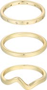 Adornia Set of 3 14K Gold Plated Cubic Zirconia Stackable Rings