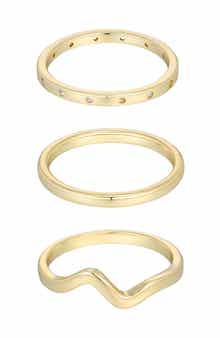 Adornia Set of 3 14K Gold Plated Cubic Zirconia Stackable Rings