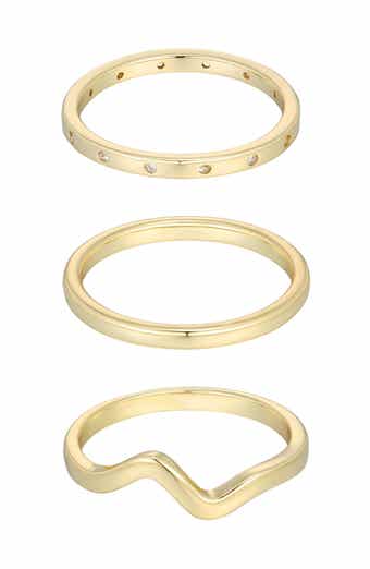 Set of 3 14K Gold Plated Cubic Zirconia Stackable Rings