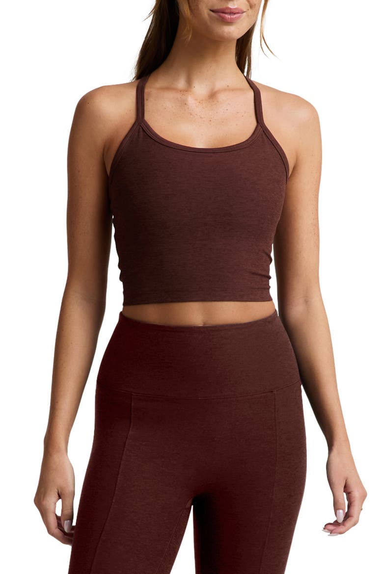 Space Dye Slim Racerback Crop Tank, Main, color, ICED MOCHA HEATHER