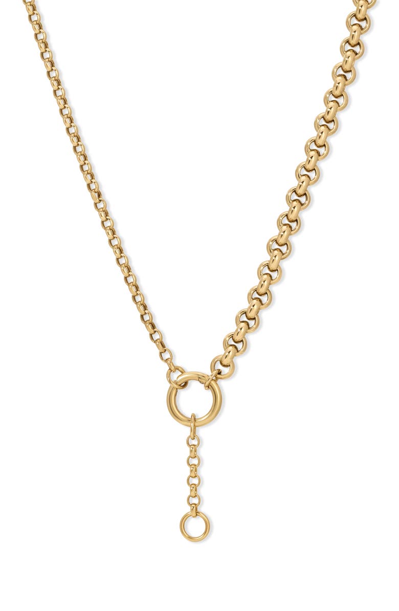 Adina Reyter Half & Half 14K Gold Rolo Chain Lariat Necklace, Alternate, color, 14K Yellow Gold