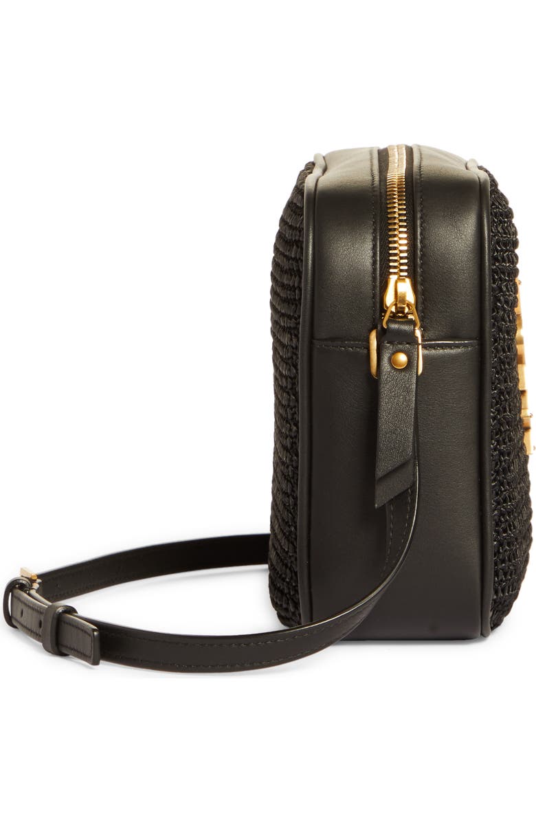 Saint Laurent Medium Lou Raffia & Leather Camera Bag, Alternate, color,