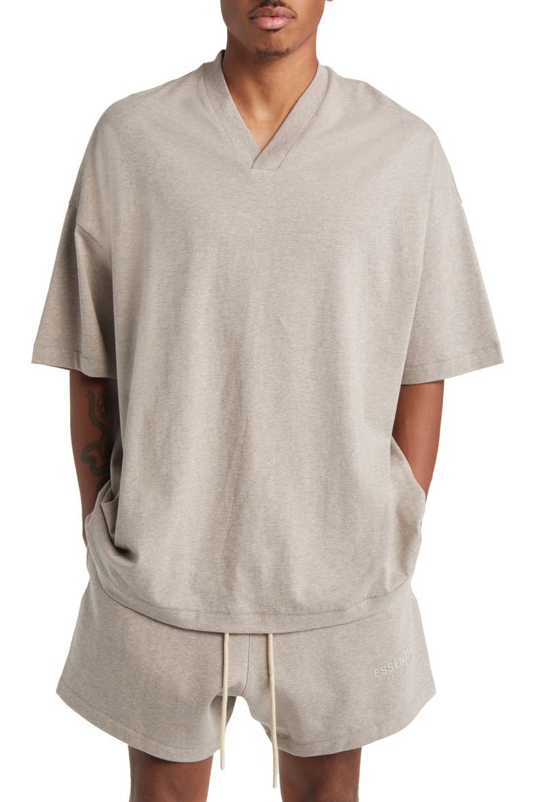 Essential V-Neck Cotton T-Shirt, Main, color, CORE HEATHER
