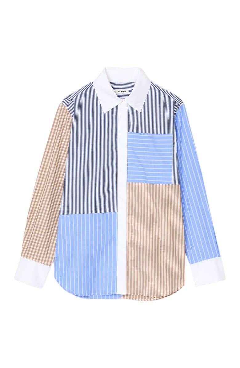 SANDRO Striped mix shirt, Alternate, color,